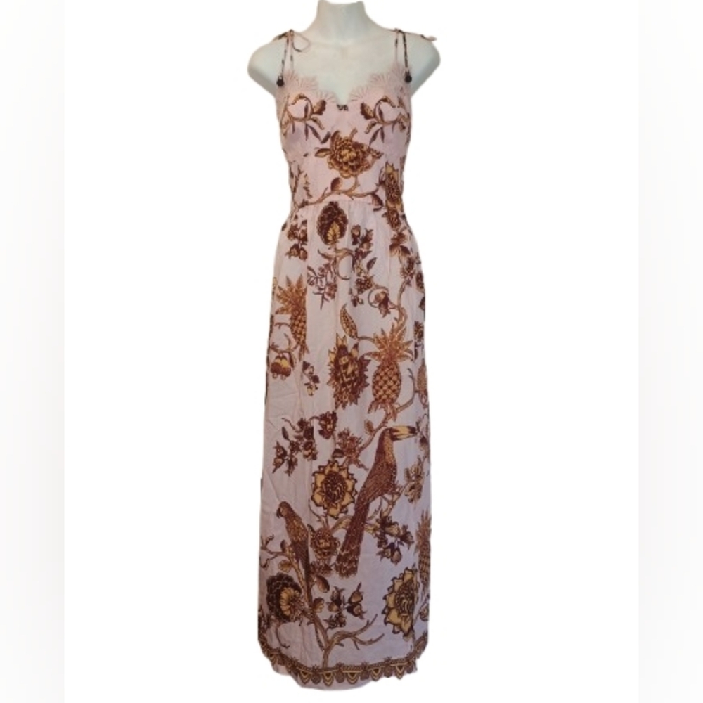 NWT$260 Farm Rio Tropical Landing Pink Lace cup Midi Dress Size: XL